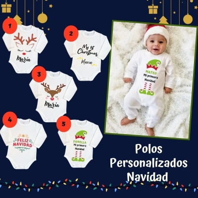 Polos Personalizados para bebe temática Navidad