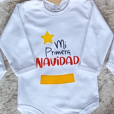 Navidad Body Blanco Manga Larga 